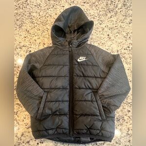 Nike Black and Gray Hooded Jacket - Size 4